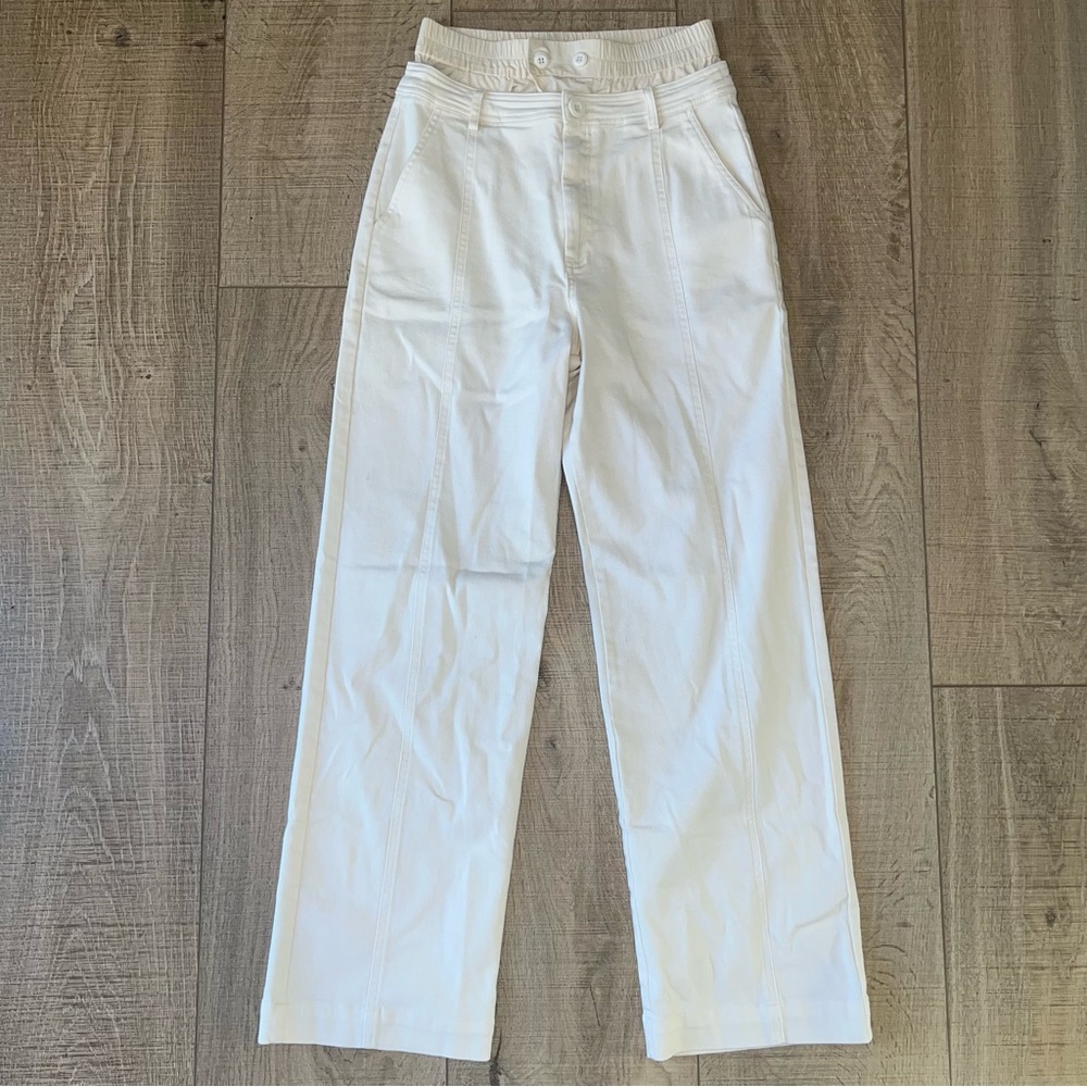 Line and Dot Revolve Cream Double Waist Pants Size XS